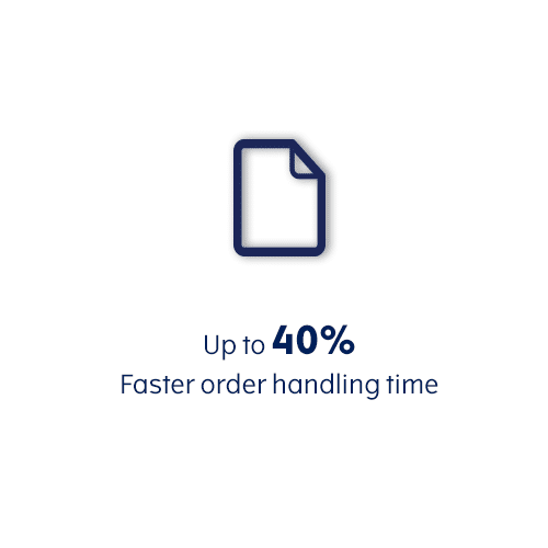 Up to 40% faster order handling time Up to 40% faster order handling time